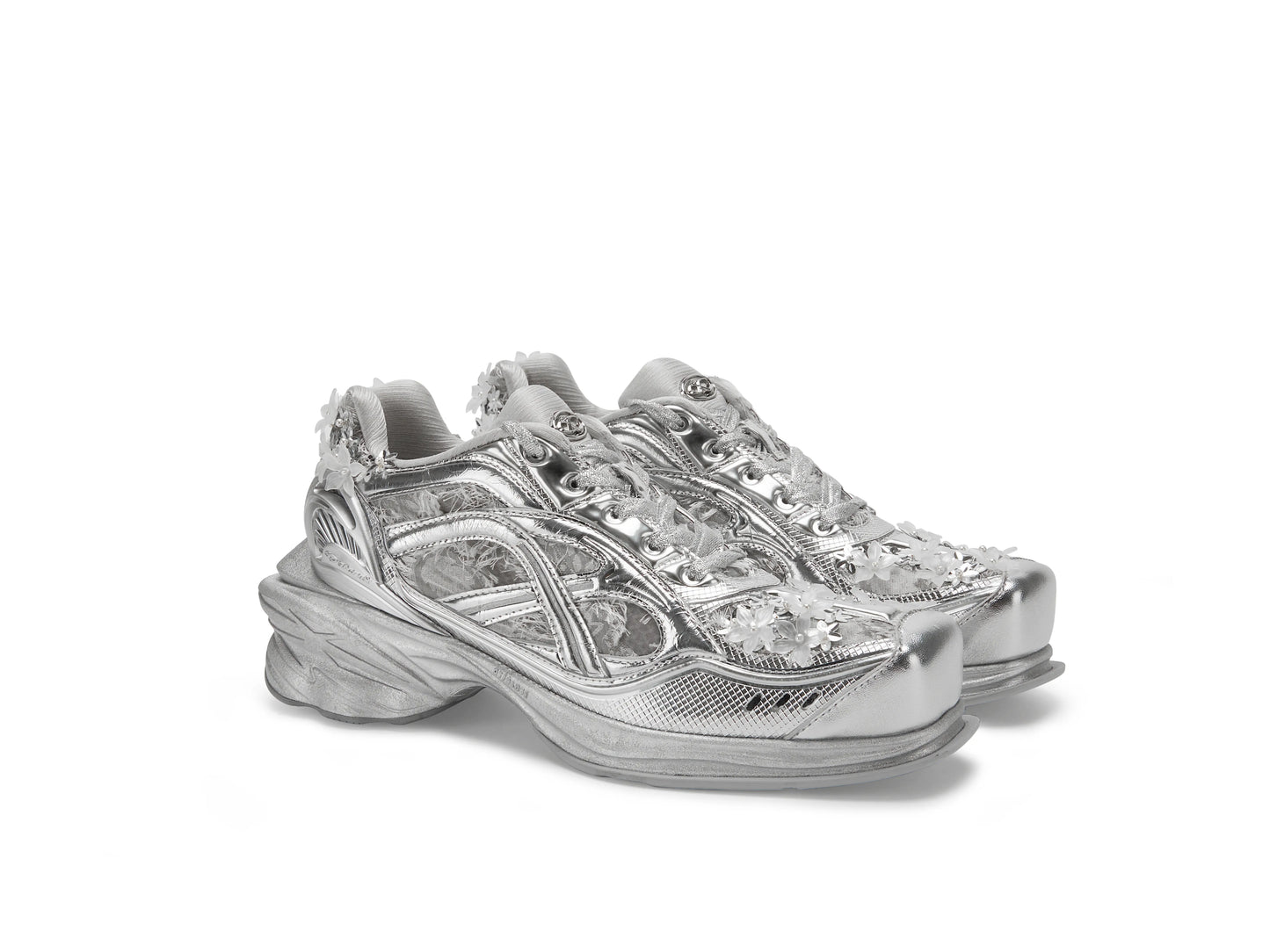 ATCROX&Florentinaleinter Co-branded cowhide square-toed beaded sports shoes